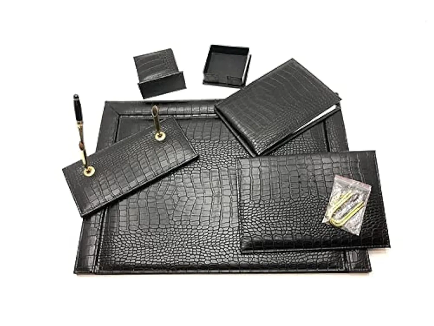 طقم مكتب جلد لازار اسود